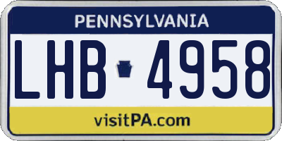 PA license plate LHB4958