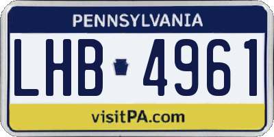 PA license plate LHB4961
