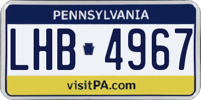 PA license plate LHB4967
