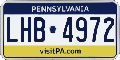 PA license plate LHB4972