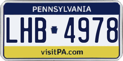 PA license plate LHB4978
