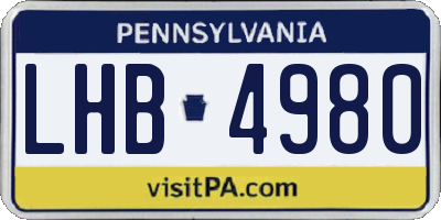 PA license plate LHB4980