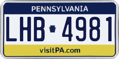 PA license plate LHB4981