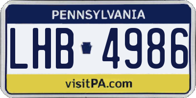 PA license plate LHB4986