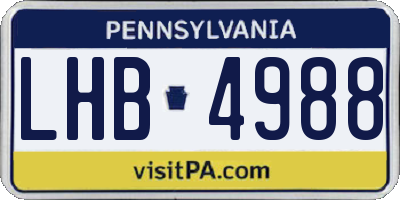 PA license plate LHB4988