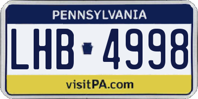 PA license plate LHB4998