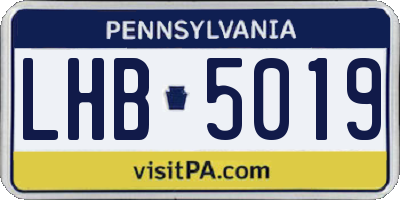 PA license plate LHB5019