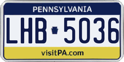 PA license plate LHB5036