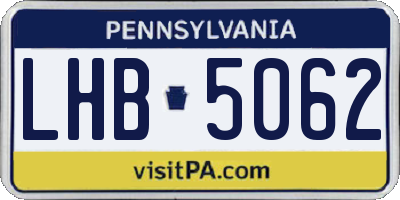 PA license plate LHB5062