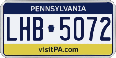 PA license plate LHB5072