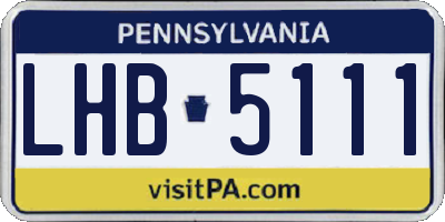 PA license plate LHB5111