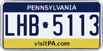 PA license plate LHB5113