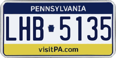 PA license plate LHB5135