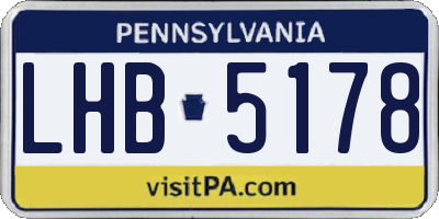 PA license plate LHB5178