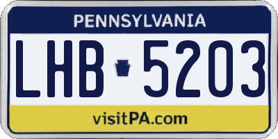 PA license plate LHB5203