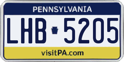 PA license plate LHB5205