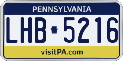 PA license plate LHB5216
