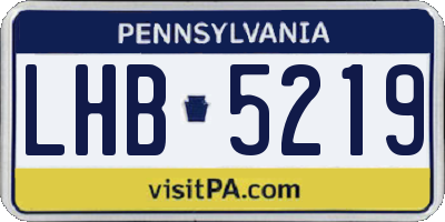 PA license plate LHB5219
