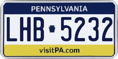 PA license plate LHB5232