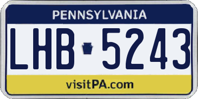 PA license plate LHB5243
