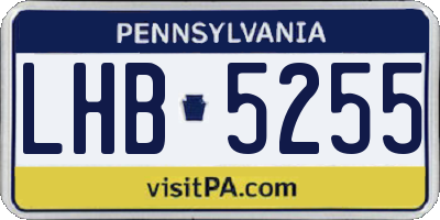PA license plate LHB5255