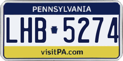 PA license plate LHB5274