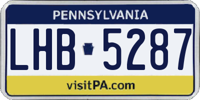 PA license plate LHB5287