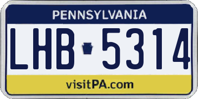 PA license plate LHB5314