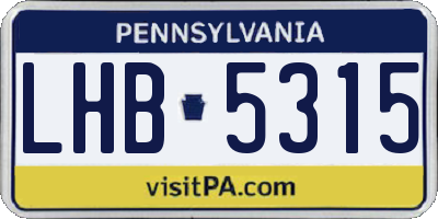PA license plate LHB5315