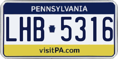 PA license plate LHB5316
