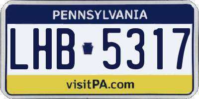 PA license plate LHB5317