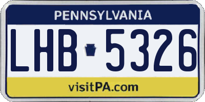 PA license plate LHB5326
