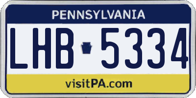 PA license plate LHB5334