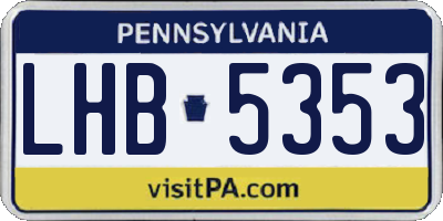 PA license plate LHB5353