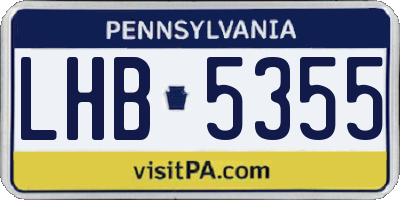 PA license plate LHB5355
