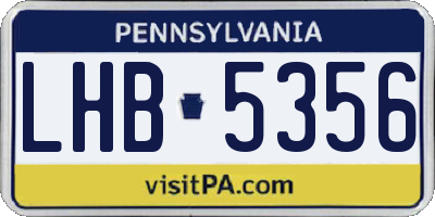 PA license plate LHB5356