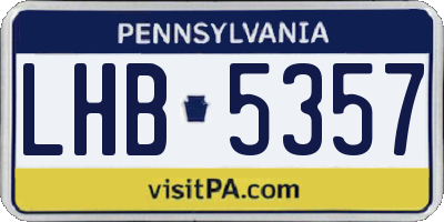 PA license plate LHB5357
