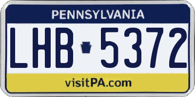 PA license plate LHB5372