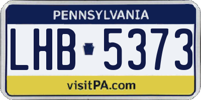 PA license plate LHB5373