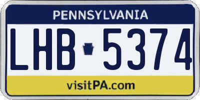 PA license plate LHB5374