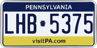 PA license plate LHB5375