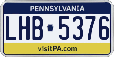 PA license plate LHB5376