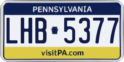 PA license plate LHB5377