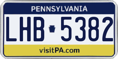 PA license plate LHB5382