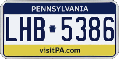PA license plate LHB5386