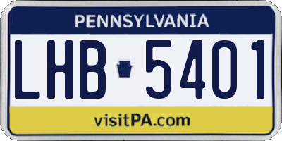 PA license plate LHB5401