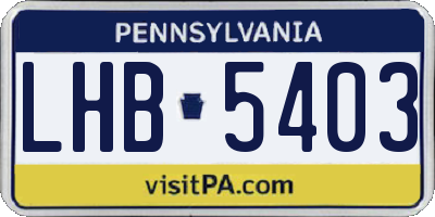 PA license plate LHB5403