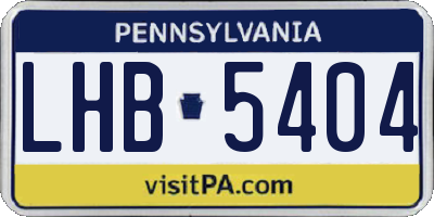 PA license plate LHB5404