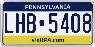 PA license plate LHB5408