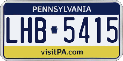 PA license plate LHB5415